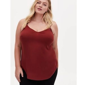 Ava Brick Red Challis Lace Trim Cami